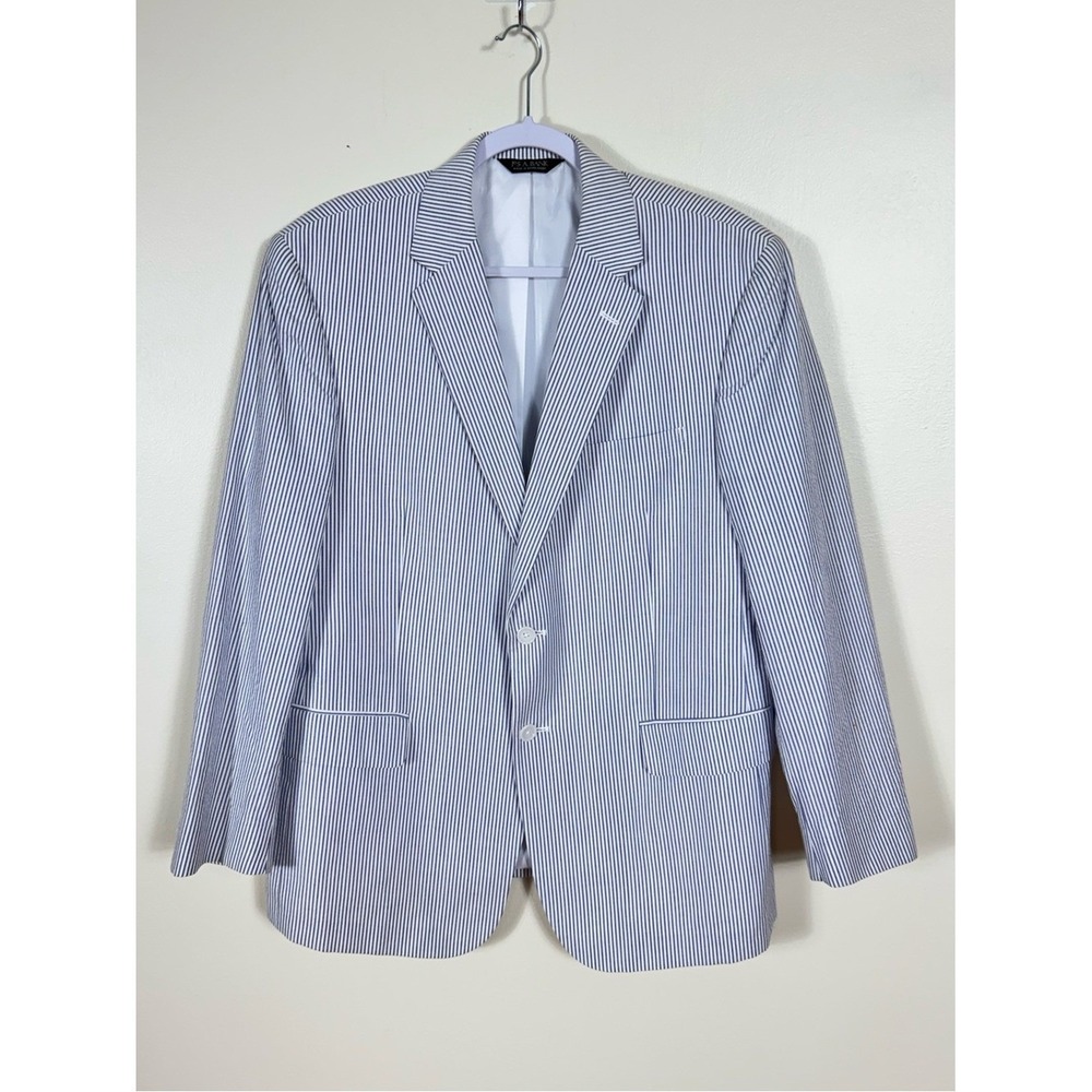 Jos A Bank Mens Seersucker Blazer 44S Cotton Coastal Euro Summer Wedding Career
